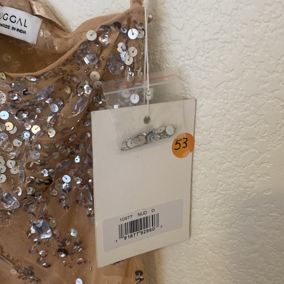 NWT! Mac Duggal Asymmetrical Sequin Beige Mini Dress size 0… - Picture 8 of 11
